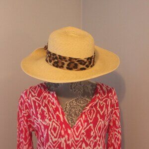 Sun N Sand Tan Hat with Cheetah Ribbon Bow